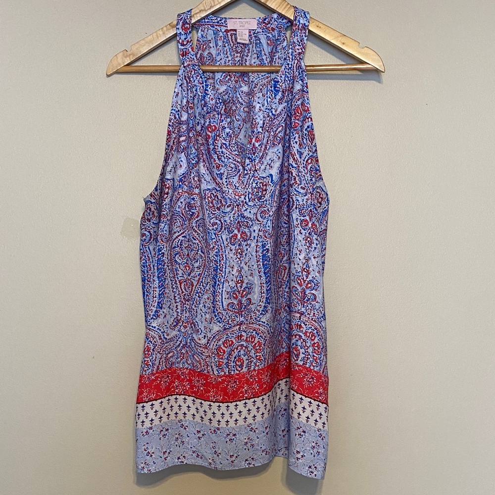 St. Tropez Red and Blue Paisley Tank Top